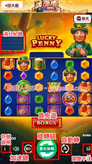 BNG幸運幣大亨遊戲介面介紹